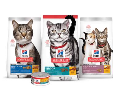 Science light oral care, indoor and mutiple benefit cat food