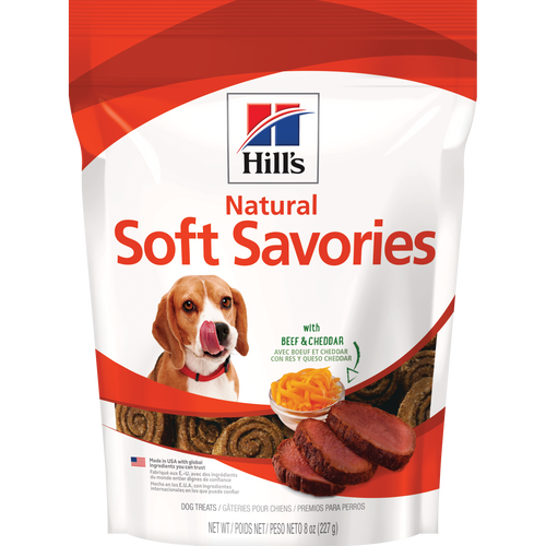 Hill's Natural Soft Savories, premios con res y queso Cheddar para perros, 227 g Packshot