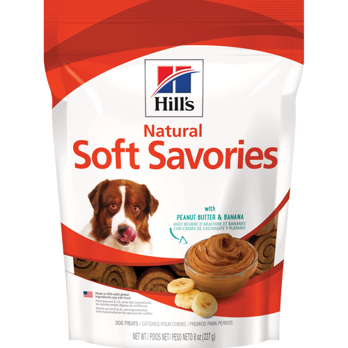 Natural Soft Savories, premios con crema de cacahuate y plátano para perros Packshot